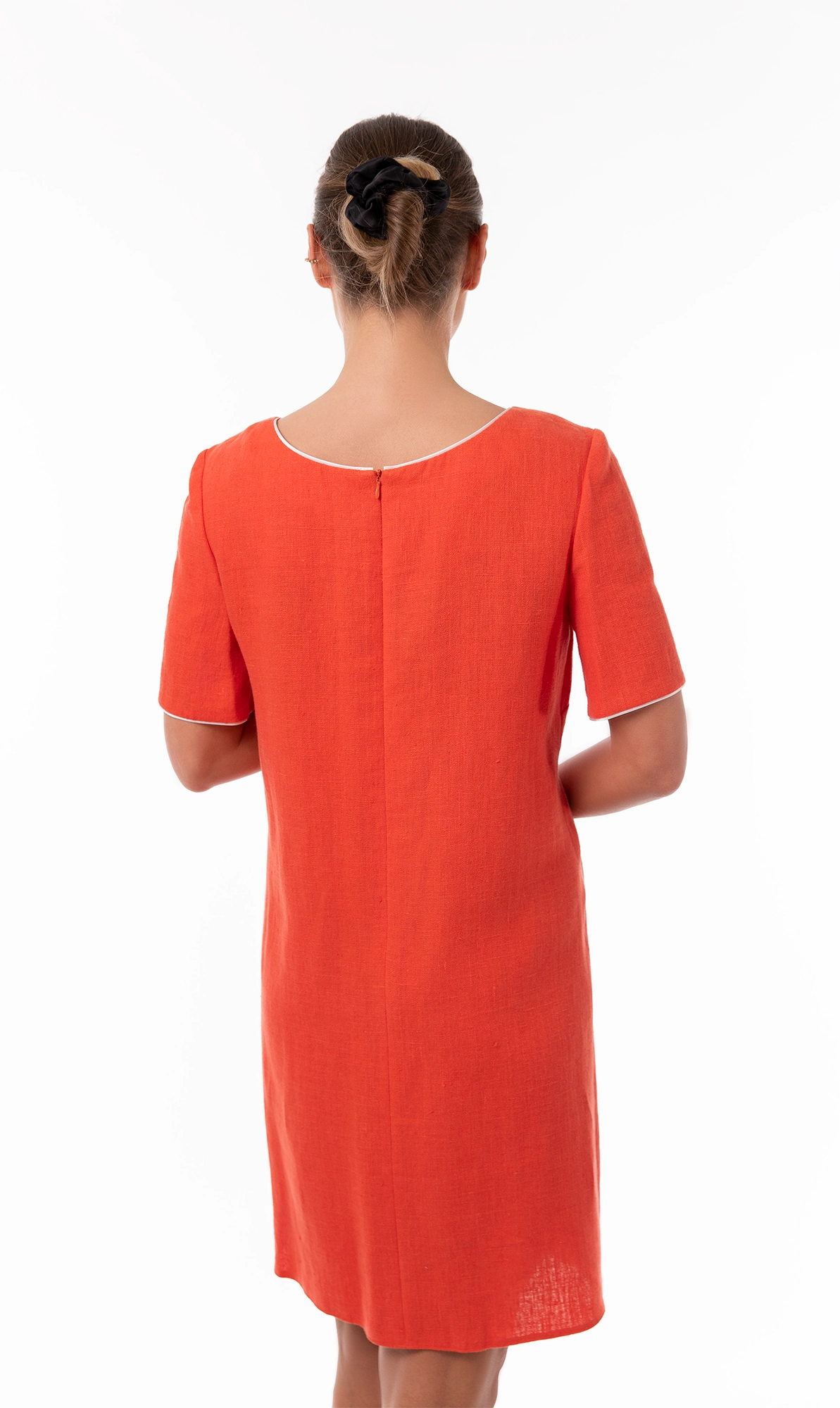 Red linen dress