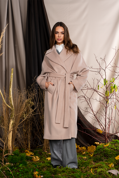 Pelenų rožės spalvos paltas "Kvarco Rožė"