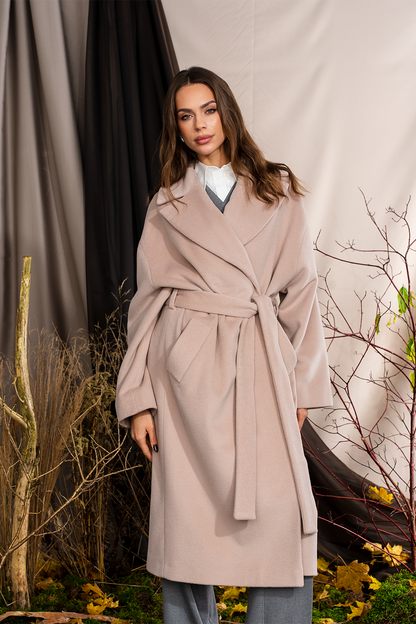 Pelenų rožės spalvos paltas "Kvarco Rožė"