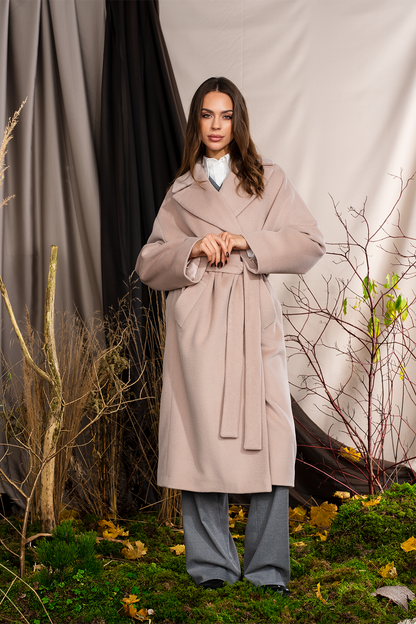 Pelenų rožės spalvos paltas "Kvarco Rožė"