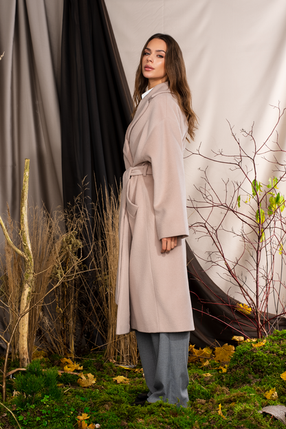 Pelenų rožės spalvos paltas "Kvarco Rožė"